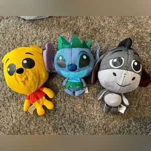 Set of 3 Disney Doorables Plush Winnie The Pooh, Stitch and Eeyore